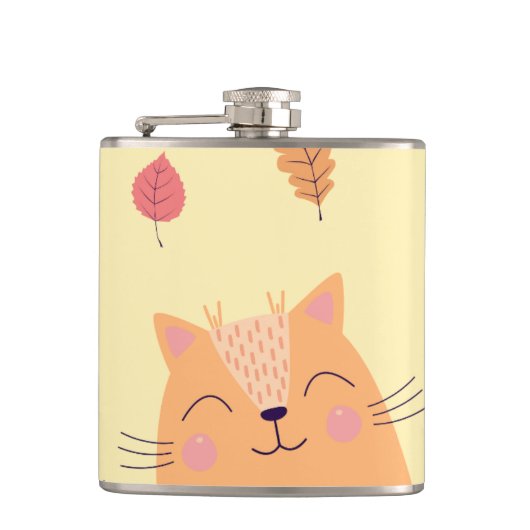 Flasques Joli Chat Orange Gingembre Jouant dans les Feuille (Devant)