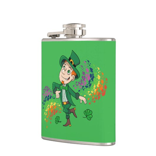 Flasques Joli et souriant dancing leprechaun, un arc-en-cie (Gauche)