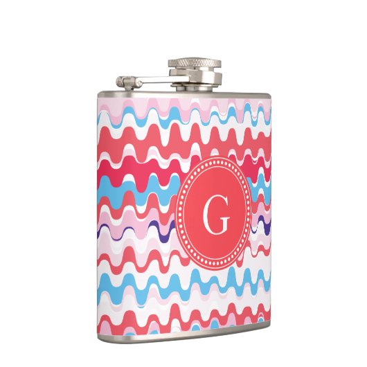 Flasques Joli monogramme motif rose rouge abstrait (Droite)