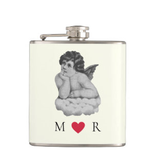 Flasques Joli partenaire Vintage Black White Cherub Angel