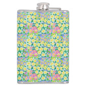 Flasques Joli Pink, Bleu, Yellow Primroses Hip Flask (Dos)