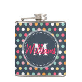 Flasques Joli pois monogramme girly coloré mignon (Devant)