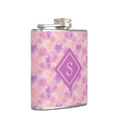 Flasques Joli Retro violet Rose Floral Monogramme (Droite)