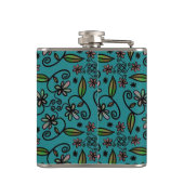 Flasques Joli Turquoise motif floral Monogramme (Dos)