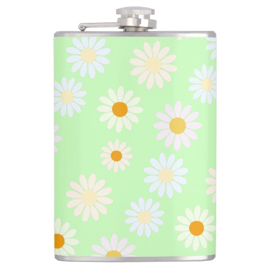 Flasques Jolie aquarelle colorée Motif marguerite vert (Devant)