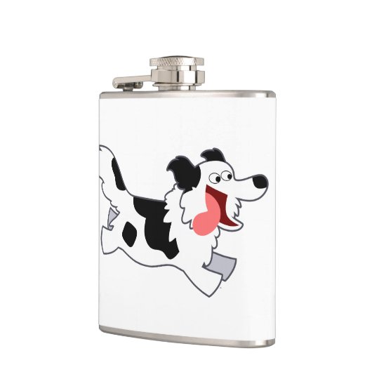 Flasques Jolie bordure de dessin Collie Hip Flask (Gauche)
