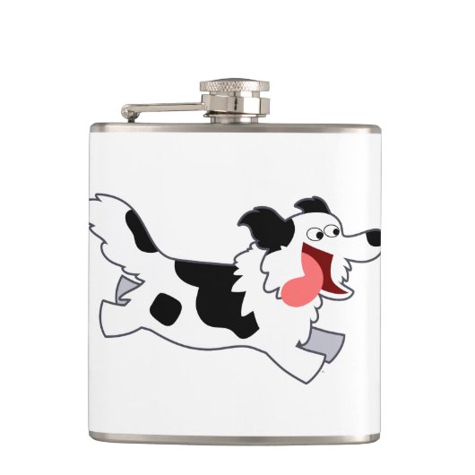 Flasques Jolie bordure de dessin Collie Hip Flask (Devant)