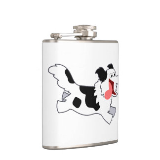 Flasques Jolie bordure de dessin Collie Hip Flask