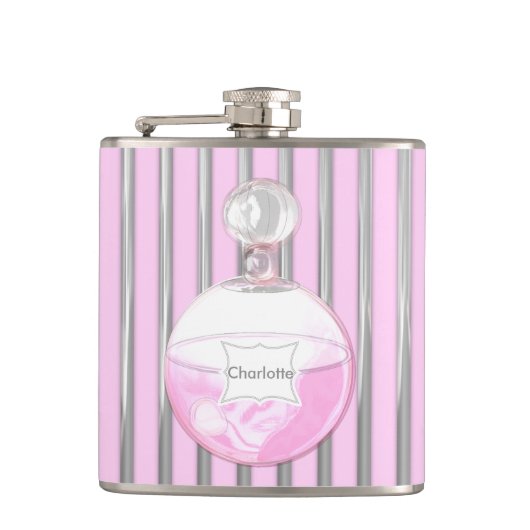 Flasques Jolie bouteille de parfum rose personnalisée (Devant)