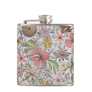 Flasques Jolie fille Vieux Rose rose Doodles Floraux Concep