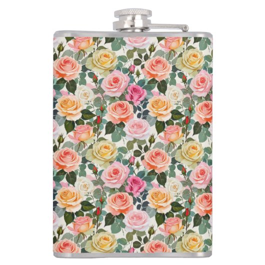 Flasques Jolies fleurs botaniques Roses Monogrammes (Dos)