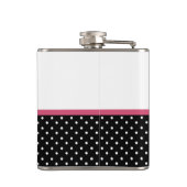 Flasques Jolis points noirs Rose rose chevron et nom (Dos)