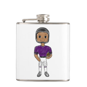 Flasques joueur de football vintage rétro violet noir simpl