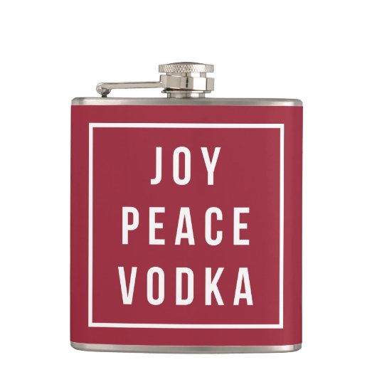 Flasques Joy Peace Vodka | Red & White Funny Holiday (Devant)