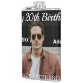 Flasques Joyeux 20e anniversaire simple photo ajouter nom d (Gauche)