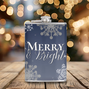 Flasques Joyeux bleu et flèches de neige brillantes Noël