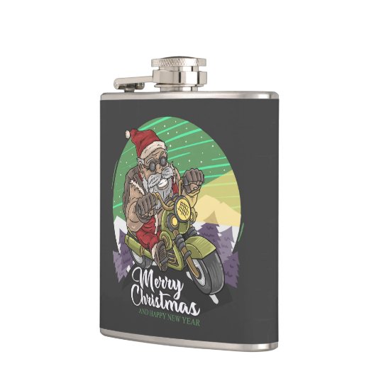 Flasques Joyeux Noël Biker Père Noël (Gauche)