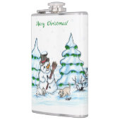 Flasques Joyeux Noël ! Snowman avec chat et chiot (Gauche)