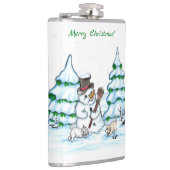 Flasques Joyeux Noël ! Snowman avec chat et chiot (Droite)