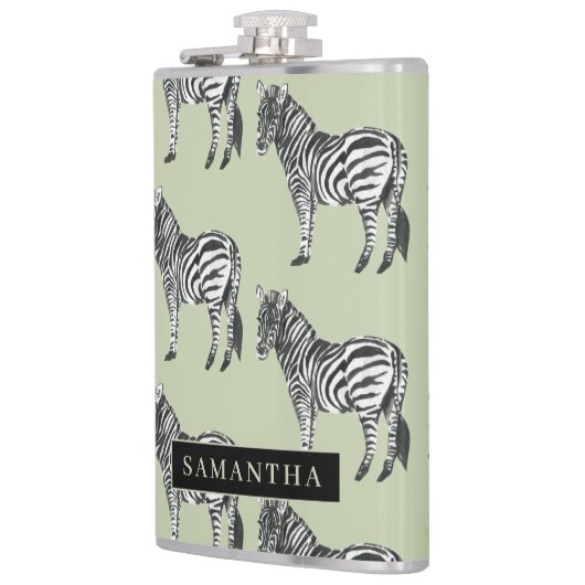Flasques Jungle Zebra Wild Motif & Nom personnalisé (Gauche)