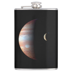 Flasques Jupiter Géant Gaz Planète & Io Galilée Lune