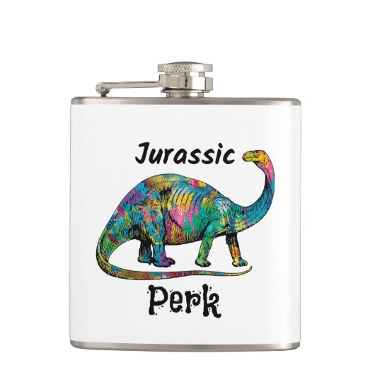 Flasques Jurassic Perk Dinosaure Coloré Blanc (Devant)