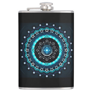 Flasques Kaleidoscope Mandala avec un Arrière - plan noir