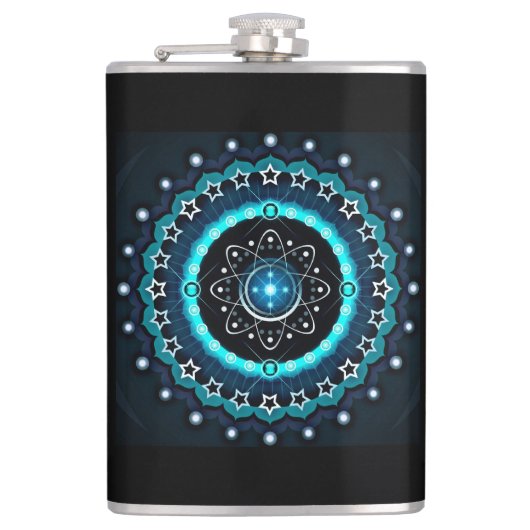 Flasques Kaleidoscope Mandala avec un Arrière - plan noir (Devant)