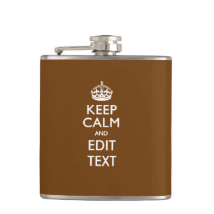 Flasques Keep Calm and Your Text on Chocolate Brown