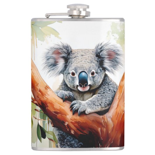 Flasques Koala assis dans un eucalyptus (Devant)