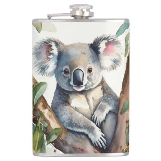 Flasques Koala assis dans un eucalyptus (Devant)