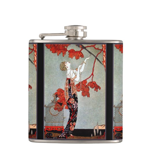 Flasques La femme Art déco et le perroquet (Devant)