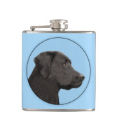 Flasques Labrador Retriever Black Peinture Original Chien A (Devant)
