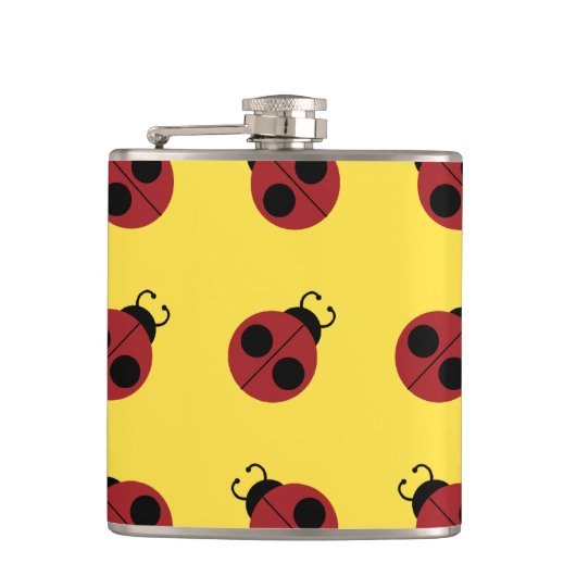 Flasques Ladybug 60s rétro cool rouge jaune (Devant)