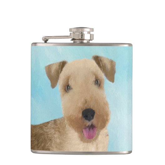 Flasques Lakeland Terrier Peinture - Cute Original Chien Ar (Devant)