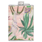 Flasques Lamas aquarelle et motif cactus. (Dos)