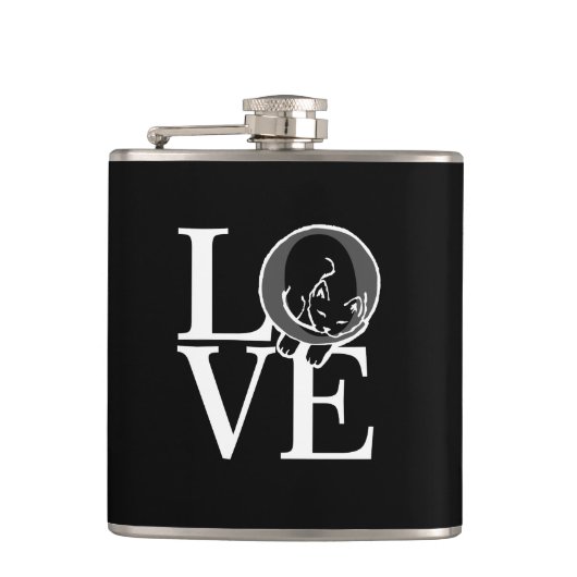 Flasques L'amour du chat sur le noir (Devant)