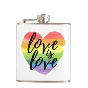 Flasques L'amour est l'amour  Coeur d'aquarelle arc-en-ciel