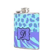 Flasques Lavande Turquoise Zebra Leopard Monogramme initial (Gauche)