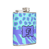 Flasques Lavande Turquoise Zebra Leopard Monogramme initial (Droite)