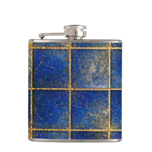 Flasques Lazulite de Lapis et motif bleus d'or
