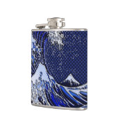 Flasques Le grand Hokusai Wave Chrome Carbon Aspect (Gauche)