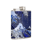 Flasques Le grand Hokusai Wave Chrome Carbon Aspect (Droite)