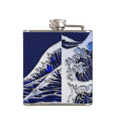 Flasques Le grand Hokusai Wave Chrome Carbon Aspect (Dos)
