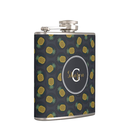 Flasques Le rétro ananas noir d'or modèle le monogramme (Droite)