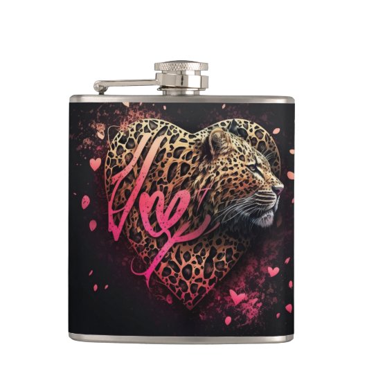 Flasques Leopard Heart Love Graffiti Art (Devant)