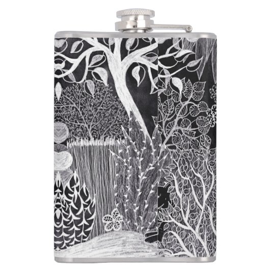 Flasques Léopard noir dans la jungle - dessiné à la main, c (Dos)