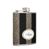 Flasques Léopard rayures élégant moderne nom client noir (Droite)