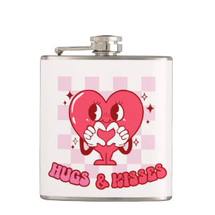 Flasques "Les câlins et les baisers"   Coeur rose mignon et