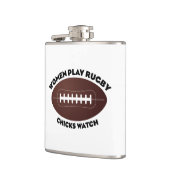 Flasques Les femmes jouent au rugby, regardent les filles (Gauche)